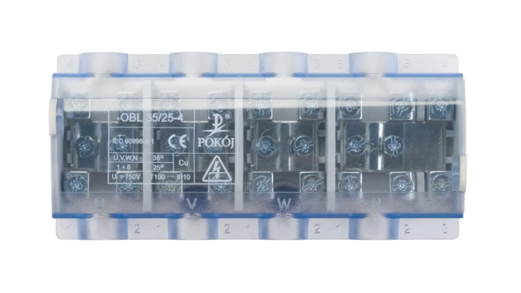 Odgałęźnik instalacyjny 4P OBL 35/25-4 4x35mm2/10x25mm2 szaro-niebieski A13-6248