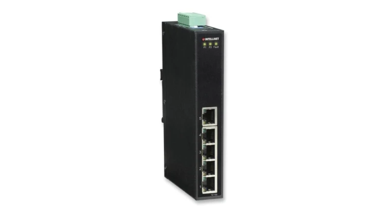 Switch 5x RJ45 10/100 przemysłowy IP30, metalowy, na szynę DIN