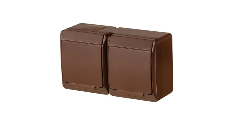HERMES Gniazdo podwójne z/u 2P+Z SCHUKO IP44 brązowe 0325-06