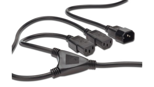 Kabel IEC C14/2xIEC C13 M/Ż czarny 1,7m zasilający AK-440400-017-S