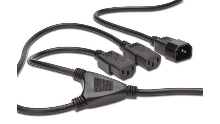 Kabel IEC C14/2xIEC C13 M/Ż czarny 1,7m zasilający AK-440400-017-S