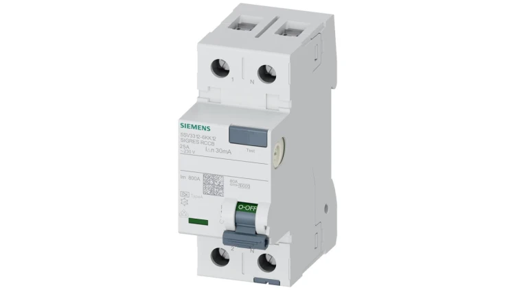 Wyłącznik różnicowoprądowy SENTRON 1+N-bieg. 25A 30mA Typ A 400V 2mod 5SV3312-6KK12