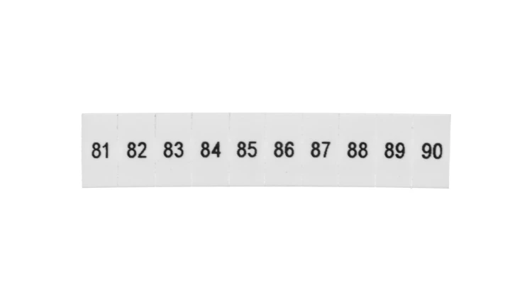 Oznacznik do złącz szynowych, opisówka ZB 5 numerowana od 81-90 kolor biały /10szt./