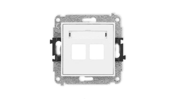 MINI Mechanizm gniazda multimedialnego podwójnego bez modułu (standard Keystone) biały mat 25MGM-2P
